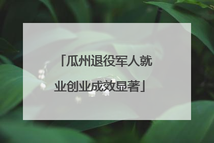 瓜州退役军人就业创业成效显著
