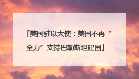 美国驻以大使：美国不再“全力”支持巴勒斯坦建国