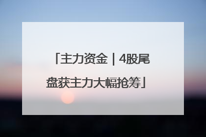 主力资金｜4股尾盘获主力大幅抢筹