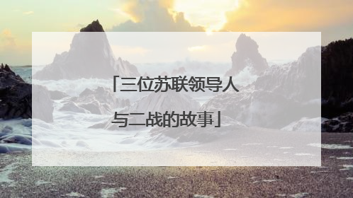 三位苏联领导人与二战的故事