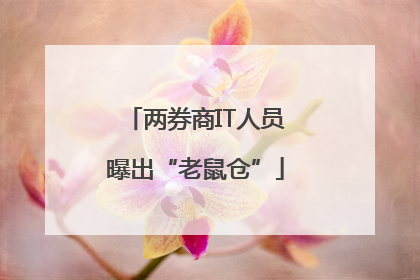 两券商IT人员曝出“老鼠仓”