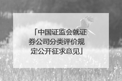 中国证监会就证券公司分类评价规定公开征求意见