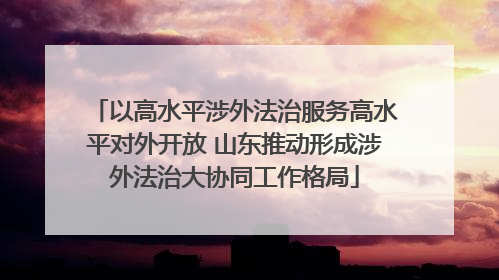 以高水平涉外法治服务高水平对外开放 山东推动形成涉外法治大协同工作格局