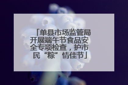 单县市场监管局开展端午节食品安全专项检查，护市民“粽”情佳节