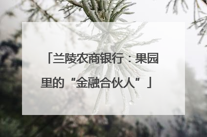 兰陵农商银行：果园里的“金融合伙人”