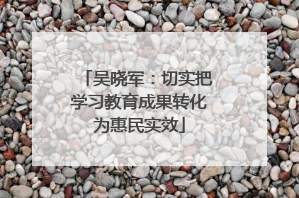 吴晓军：切实把学习教育成果转化为惠民实效