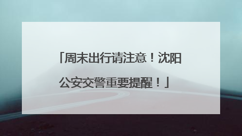 周末出行请注意！沈阳公安交警重要提醒！