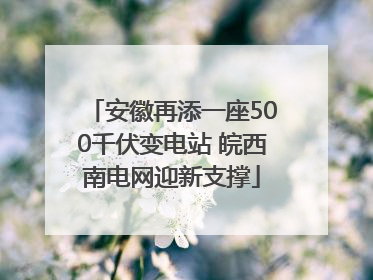 安徽再添一座500千伏变电站 皖西南电网迎新支撑