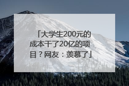 大学生200元的成本干了20亿的项目？网友：羡慕了