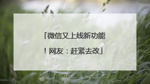 微信又上线新功能！网友：赶紧去改