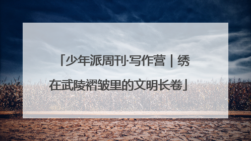 少年派周刊·写作营｜绣在武陵褶皱里的文明长卷