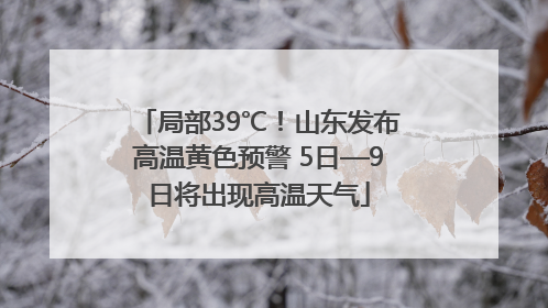 局部39℃！山东发布高温黄色预警 5日—9日将出现高温天气
