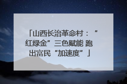 山西长治革命村：“红绿金”三色赋能 跑出富民“加速度”