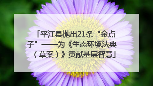 平江县抛出21条“金点子”——为《生态环境法典（草案）》贡献基层智慧