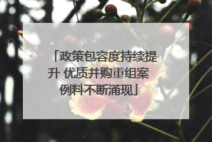 政策包容度持续提升 优质并购重组案例料不断涌现