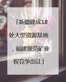 新疆建成18处大型资源基地，福建规范矿业权竞争出让