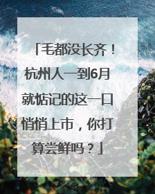 毛都没长齐！杭州人一到6月就惦记的这一口悄悄上市，你打算尝鲜吗？