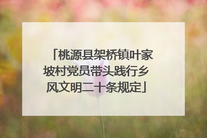 桃源县架桥镇叶家坡村党员带头践行乡风文明二十条规定