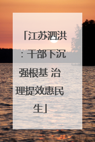江苏泗洪：干部下沉强根基 治理提效惠民生