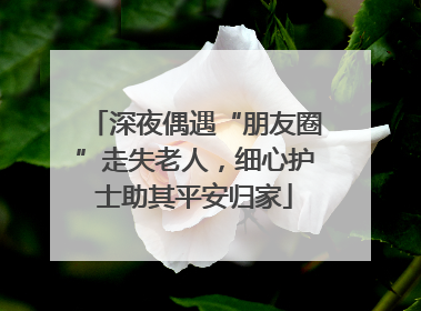 深夜偶遇“朋友圈”走失老人，细心护士助其平安归家