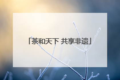 茶和天下 共享非遗