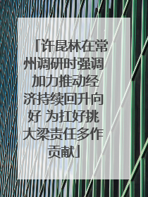 许昆林在常州调研时强调 加力推动经济持续回升向好 为扛好挑大梁责任多作贡献