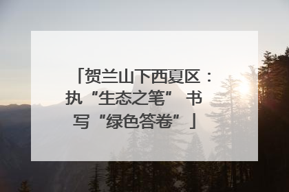 贺兰山下西夏区：执“生态之笔” 书写“绿色答卷”
