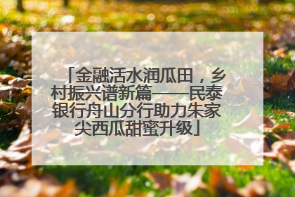 金融活水润瓜田，乡村振兴谱新篇——民泰银行舟山分行助力朱家尖西瓜甜蜜升级
