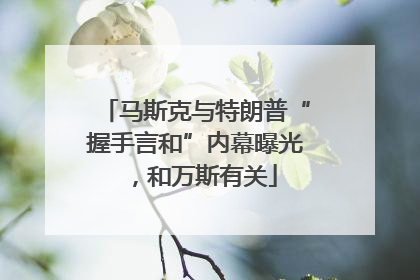 马斯克与特朗普“握手言和”内幕曝光，和万斯有关