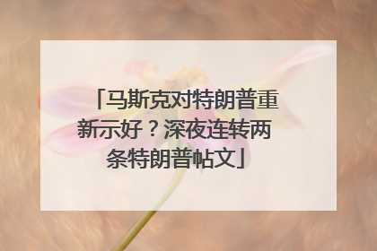 马斯克对特朗普重新示好？深夜连转两条特朗普帖文