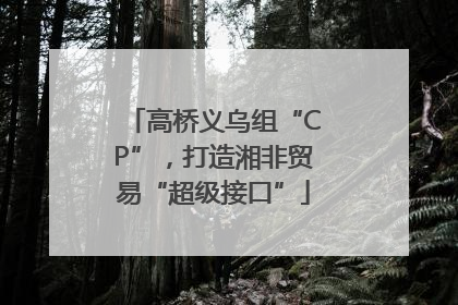 高桥义乌组“CP”，打造湘非贸易“超级接口”