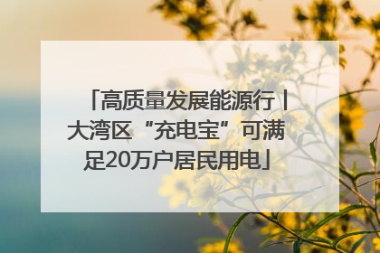 高质量发展能源行丨大湾区“充电宝”可满足20万户居民用电