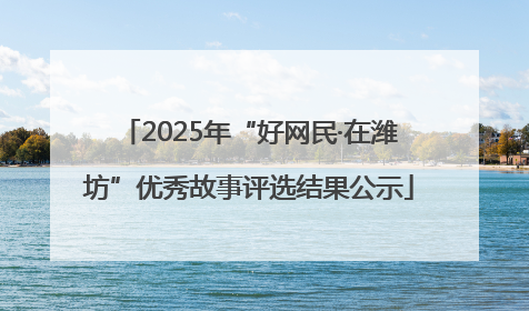 2025年“好网民·在潍坊”优秀故事评选结果公示