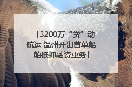 3200万“贷”动航运 温州开出首单船舶抵押融资业务