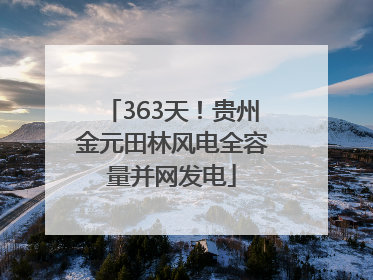363天！贵州金元田林风电全容量并网发电